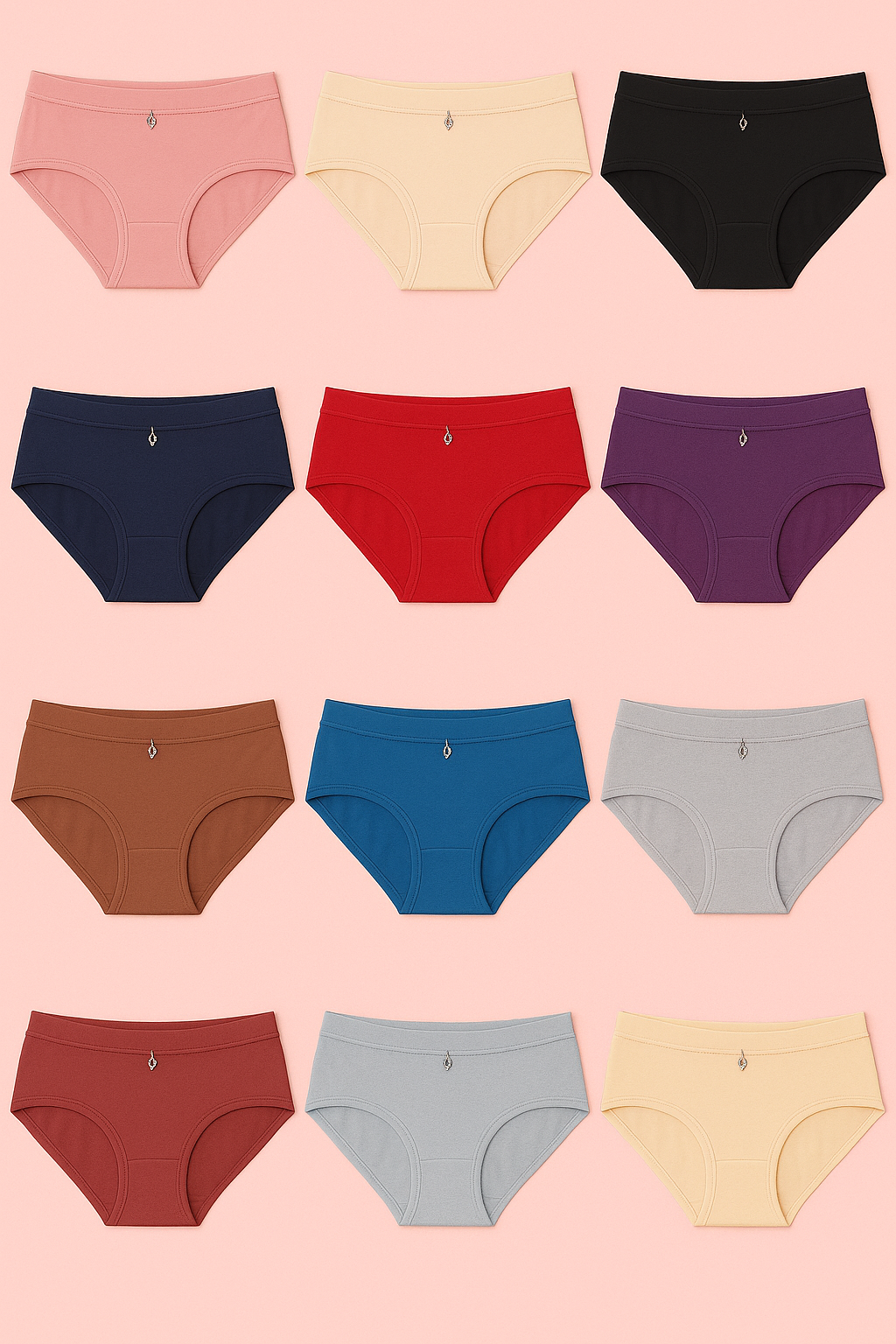Pinknaari Assorted High-Waist Comfort Panty with Front Charm-Set Of 3