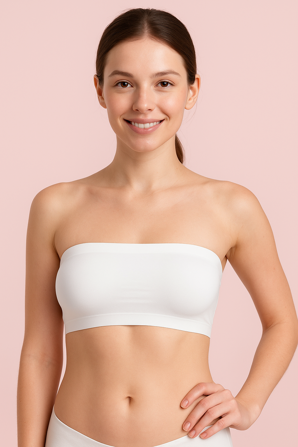 Pinknaari Seamless Strapless Bandeau Bra-White