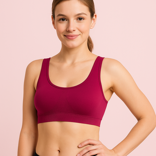 Pinknaari Seamless Sports-Style Crop Bralette-Maroon