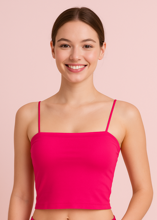 Pinknaari Spaghetti Strap Crop Camisole-Pink