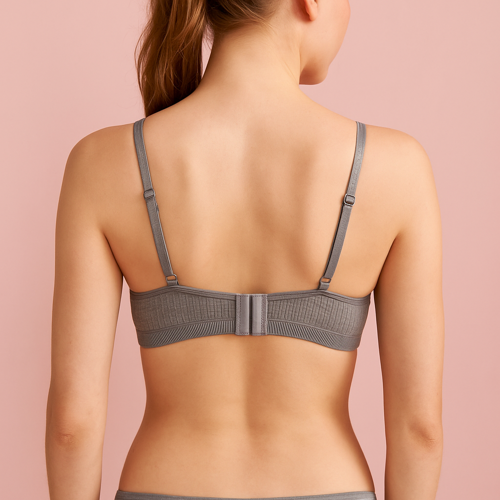 Pinknaari Ribbed Spaghetti Strap Bralette-Grey