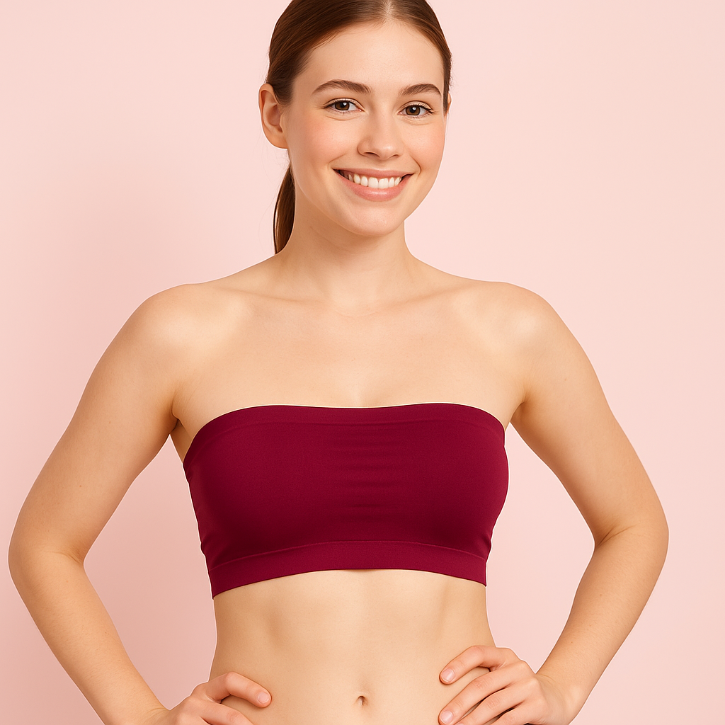 Pinknaari Seamless Strapless Bandeau Bra-Maroon
