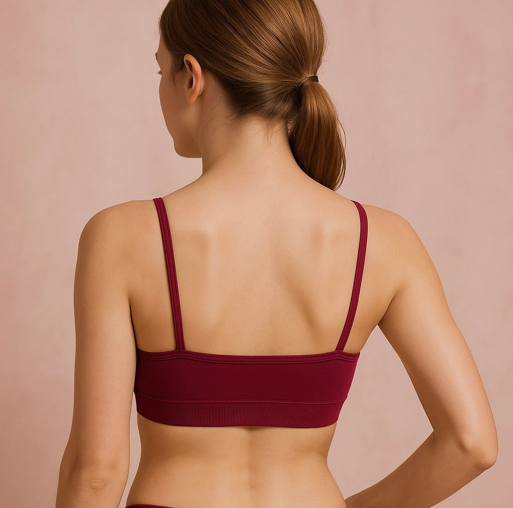 Pinknaari Beautiful Spaghetti Strap Crop Bralette-Wine