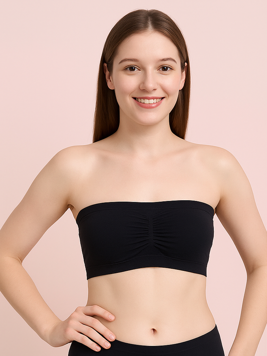 Pinknaari Seamless Bandeau Tube Bralette-Black