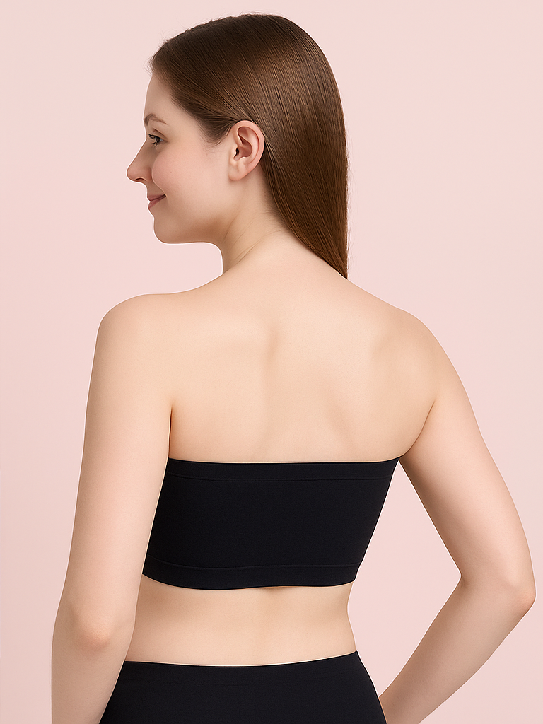 Pinknaari Seamless Bandeau Tube Bralette-Black